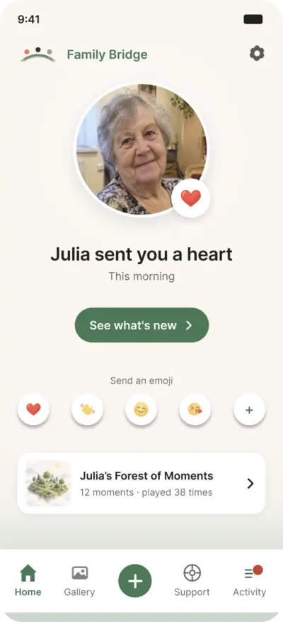 The family's phone: Julia sent you a heart this morning